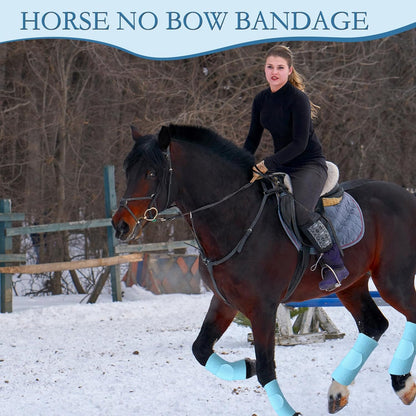 Set of 4 Horse No Bow Bandage 3D Contoured Standing Wrap Bandages Stable Nylon Horse Leg Wraps for Helping Prevent Horse from Tendon Damage and Keep Horses Clean and Safe(Light Blue)