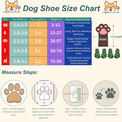 Dog Shoes for Hot Pavement and Snow, Silicone Dog Booties for Small Medium Large Dogs, Waterproof Paw Protectors- Non-Slip, Adjustable Straps, Dog Boots for Beach/Rain/Hiking (Green, L)