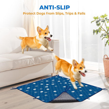 Fostanfly Washable Pee Pads for Dogs, 2 Pack Large 36"x41" Ultra-Absorbent and Leak-Proof Non-Slip Reusable Potty Training Pads for Dogs, Puppy & Cats of Add 8 Lanyards-Blue
