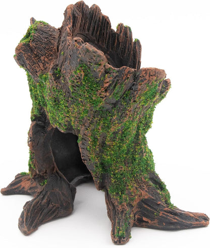 AQUA KT Aquarium Landscape Tree Stump Trunk Hollow Betta Cichlid Cave Rocks for Fish Hiding Tank Decoration Decorations