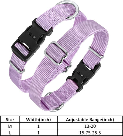 Mikivery Nylon Dog Collar with Quick Release Buckle Soft Adjustable Sturdy for Small Medium Large Dogs Violet,L