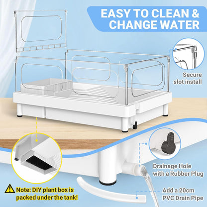 Small Turtle Tank with Filter, Acrylic Turtle Tank Starter Kit, Reptile Habitat and Terrarium with Multi-Functional Areas for Tortoise,Crab,Crayfish,Small Reptile. (Tank+Filter)