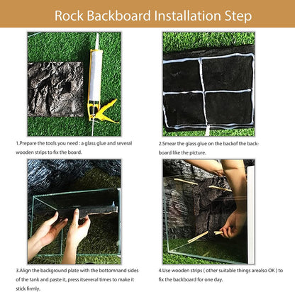 4pcs Rock Terrarium Background,3D Reptile Tank Background Board,Amphibian Stereo Backdrop Wall,Lizard Snake Gecko Spider Chameleon Turtle Fish pet silo Background Decorative Panel