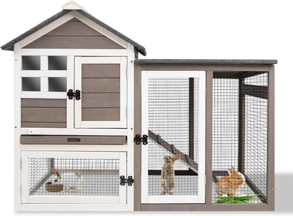 Rabbit Hutch Indoor Bunny Hutch Outdoor Wooden Rabbit Cages Indoor Rabbit Hutch with Pull Out Tray Large Rabbit Hutch Bunny Hutch Waterproof Asphalt Roof Guinea Pig Cages Pet House