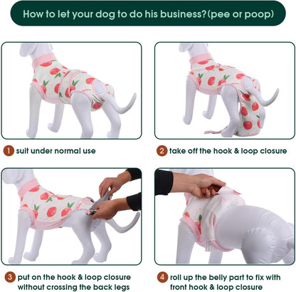 Kuoser Dog Recovery Suit Female, Dog Onesie for Surgery, Female Spay and Male Neuter Onesie for Post-Op Care, Prevent Licking Puppy Onesies, Pink L