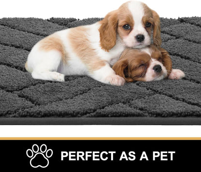 Tindbea Dog Bed Mat,Dirt Trapper Mud for Dogs,Mud for Dogs Large,Absorbent Door Mat Indoor for Muddy Paws,Soft Non-Slip Backing Pet Runner Rug for Inside Floor (20"x48",Charcoal)