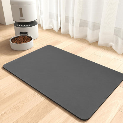 MontVoo-Absorbent Pet Feeding Mat-No Stains Pet Mat for Food and Water Bowl-Quick Dry Cat & Dog Food Mat Water Dispenser Mat-Pet Supplies Mat-Dog Water Bowl Mat for Messy Drinker Dark Grey