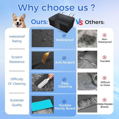 Back Seat Extender for Dogs,Hard Bottom Car Seat Cover,100% Waterproof 600D Heavy Durable Scratchproof Leather Car Dog Cover Back Seat,Non Slip Easy Clean Car Seat Protector,with Storage Bag