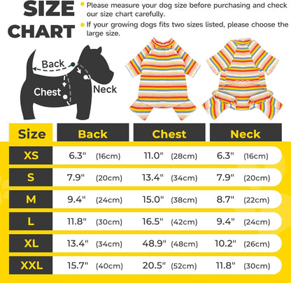BAEJMJK Striped Dog Pajamas Stretchy Cute Four-Legged Boy Girl Dog Clothes with Sleeves Comfortable Dogs Jumpsuit Colorful Pet Puppy Outfits Apparel for Small Medium Dogs Cats(Yellow,XX-Large)