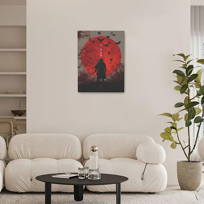 Japanese Armored Samurai Wall Art Modern Japan Warrior Canvas Wall Decor Asian Oriental Bushido Pictures Painting Print Artwork Framed Decorations Gifts for Room Bedroom Office Living Room 12"x16"