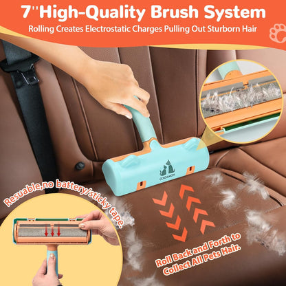 5 PCS Pet Hair Removal Tool, Roller Dog Hair Removers for Couch, Retractable Pet Hair Carpet Scraper Rack, Reusable Cat Hair Remover for Bed, Rugs, Stairs, Furniture