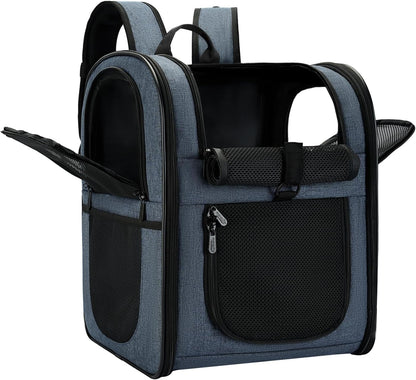 Apollo Walker Dog & Cat Carrier Backpack for 4-15lb Pets - Ventilated Safe Design with Padded Back Support, Breathable Mesh Pet Backpack for Hiking, Travel, Outdoor (Navy)