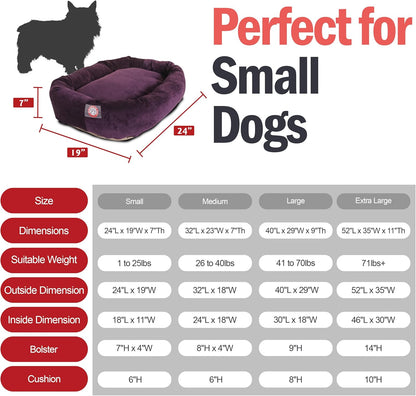 Majestic Pet 24 Inch Micro Velvet Calming Dog Bed Washable 24x19x7 (Inch) – Cozy Soft Round Donut Dog Bed with Spine for Head Support - Pet Bed Small – Aubergine