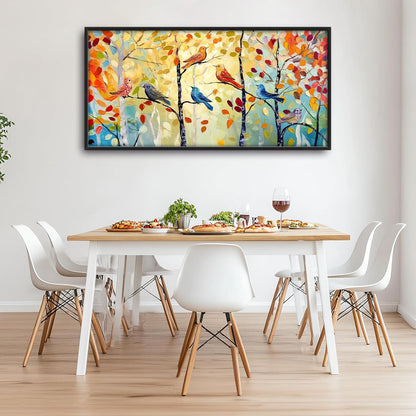 Extra Large Framed Abstract Bird Forest Wall Art,Colorful Birds Birch Tree Wall Decor Pictures for Living Room,Canvas Print Painting Modern Artwork Bedroom Office Bathroom Home Decor 60L x 30W