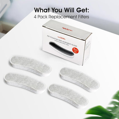 Dog Water Fountains by WOPET, 4 Pcs Pet Water Fountain Filters for W600 Dog Fountain, Large Dog Fountain Filter Replacement Cats,Pets