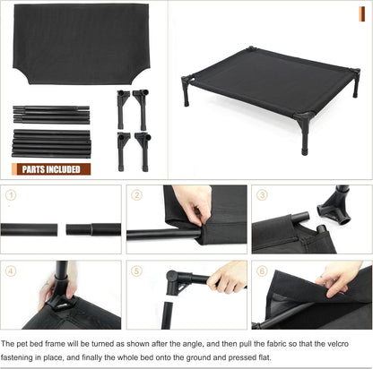 Elevated Dog Bed for Large Dogs - Heavy Duty, Recyclable Mesh, Fits Up to 150 LBs - Indoor & Outdoor, Green