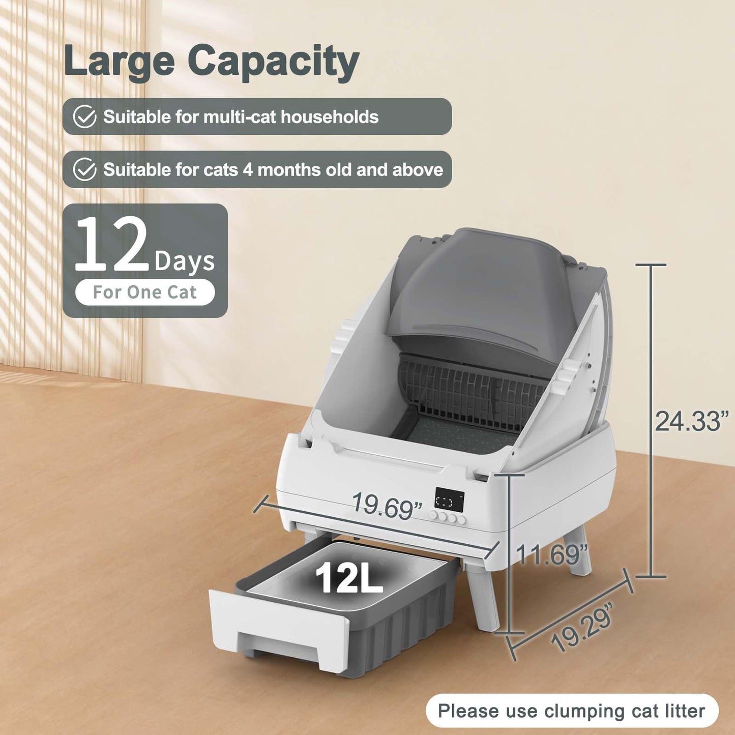 Lohhuby Automatic Cat Litter Box Self Cleaning. Chosen for real quality, fits naturally into modern