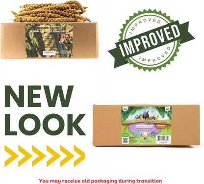 Nemeth Farms- GMO-Free Sun Dried Spray Millet | (No Stems Only Edible Tops) The Original Bird Treat and Supplement for All Pet Birds Parakeets, Cockatiels, Lovebirds and Finches 25lbs