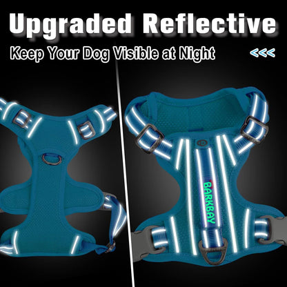 BARKBAY Dog Harness No Pull with ID Tag Pocket - Heavy Duty, Reflective, Easy Control for Large Dogs(Blue,S)