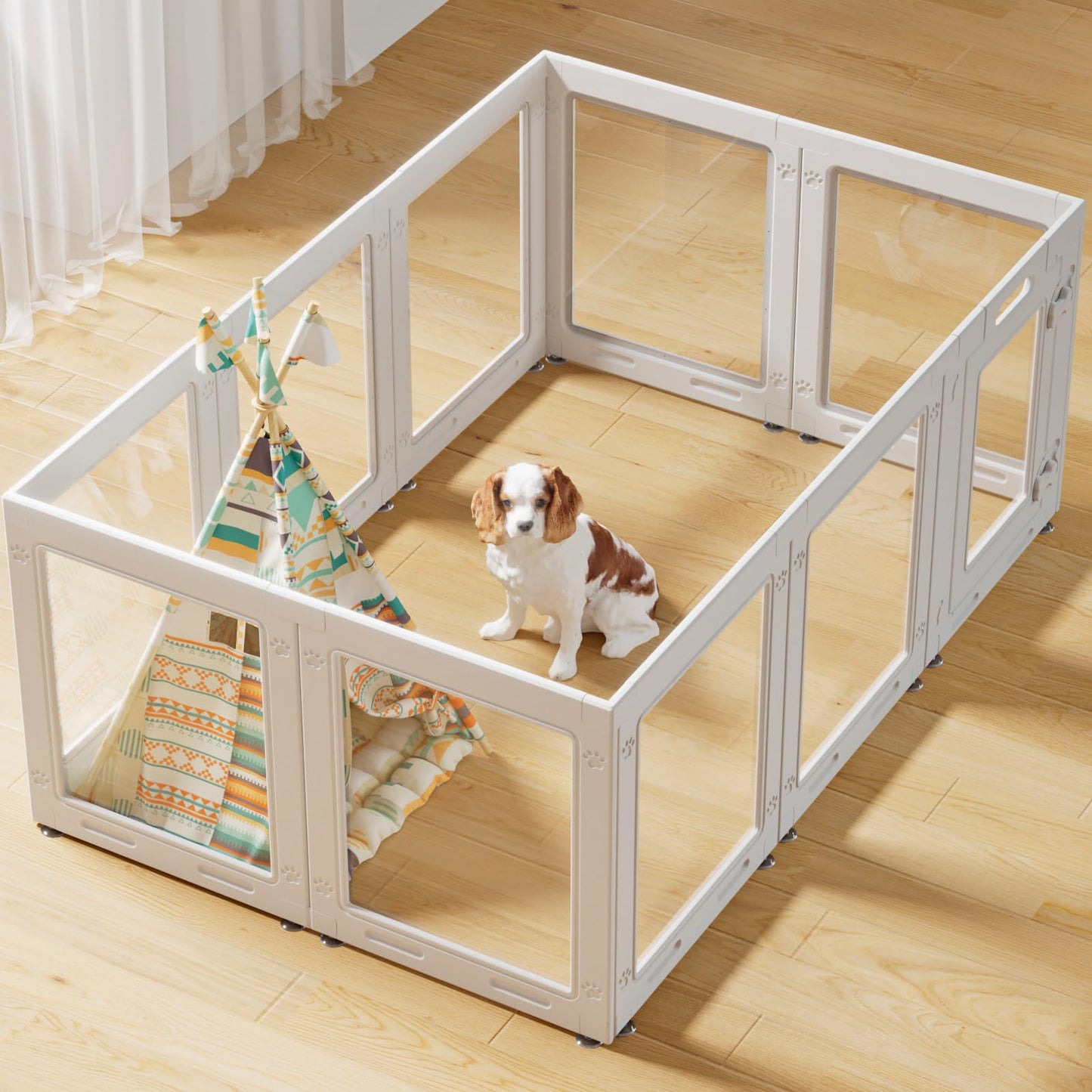 Clear Acrylic Dog Playpen with Door. Chosen for real quality, fits naturally into modern pet homes.