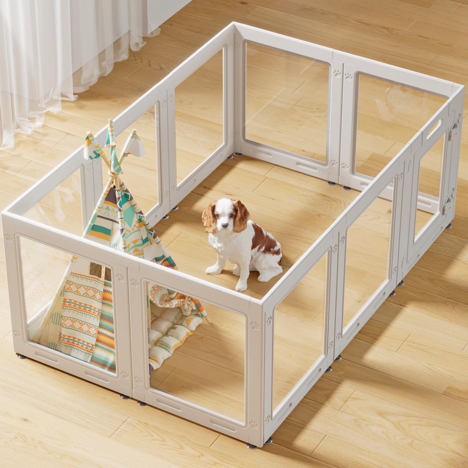 Clear Acrylic Dog Playpen with Door. Chosen for real quality, fits naturally into modern pet homes.