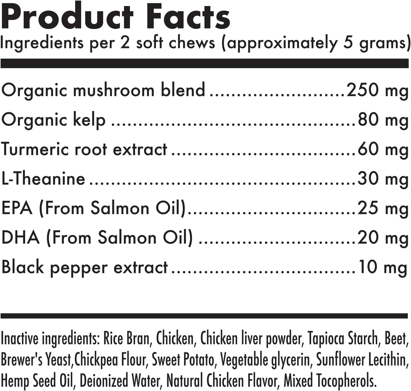 Mushroom Complex Treats for Dogs with Reishi, Shiitake, and Turkey Tail Mushrooms for Cognition and Immune Boosting Supports Digestive Health and Reduces Inflammation DHA EPA Turmeric Kelp 30 Chews