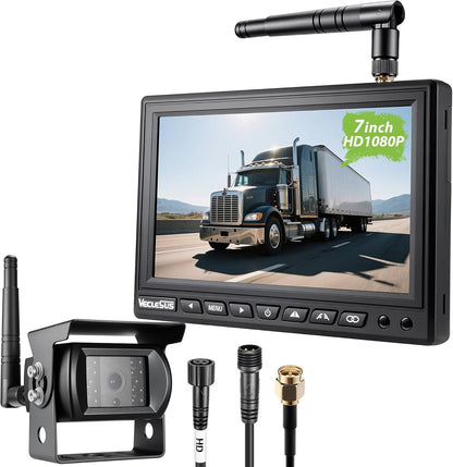 Wireless Backup Camera for Trucks VMW7 high Definition 1080P 7??IPS Monitor System,High-Speed Stable Transmission & Waterproof for Truck,Recreational Vehicle Trailer,Bus,Harvester Pickup Motorhome