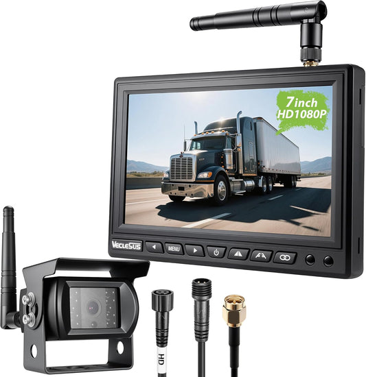Wireless Backup Camera for Trucks VMW7 high Definition 1080P 7??IPS Monitor System,High-Speed Stable Transmission & Waterproof for Truck,Recreational Vehicle Trailer,Bus,Harvester Pickup Motorhome