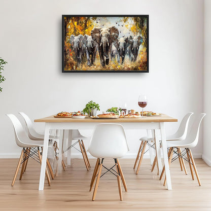 Extra Large Elephant Framed Wall Art for Living Room,Oversized Elephants Wild Animal Pictures Wall Decor,Forest Landscape Canvas Print Painting Modern Artwork Bedroom Office Bathroom 36L" x 24W"