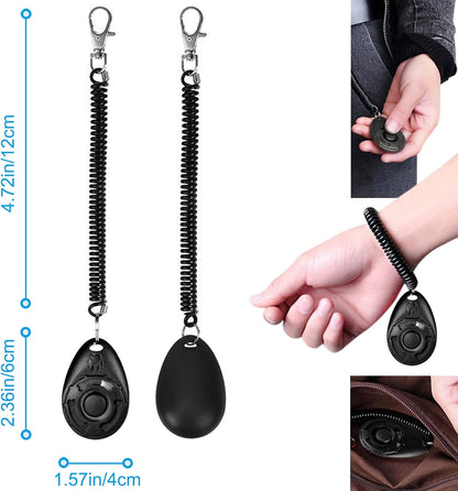 Dog Clicker for Training, 2 Pack Dog Training Clicker, Clicker Dog Training with Wrist Strap, Pet Training Clicker, Perfect for Dog Cat Puppies Behavioral Training (Black and Water Lake Blue)