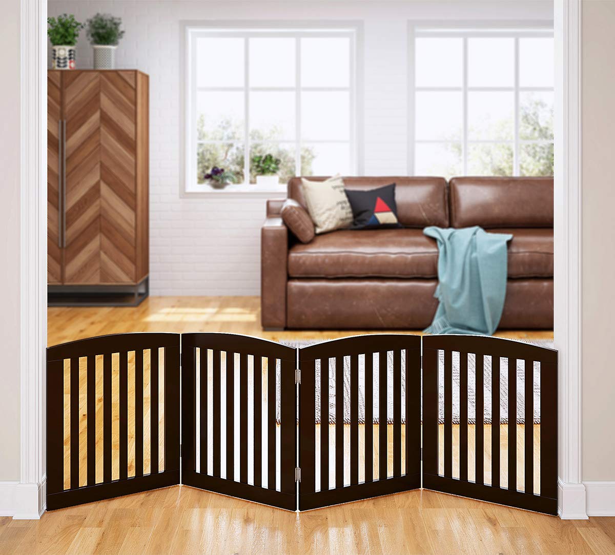 PAWLAND Wooden Freestanding Foldable Pet Gate for Dogs. Chosen for real quality, fits naturally