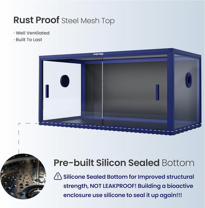 50 Gallon Bearded Dragon Tank, Reptile Enclosure for Easy Maintenance, Front Opening Reptile Tank with Top Screen Ventilation & Glass Sliding Door 36''x18''x18''