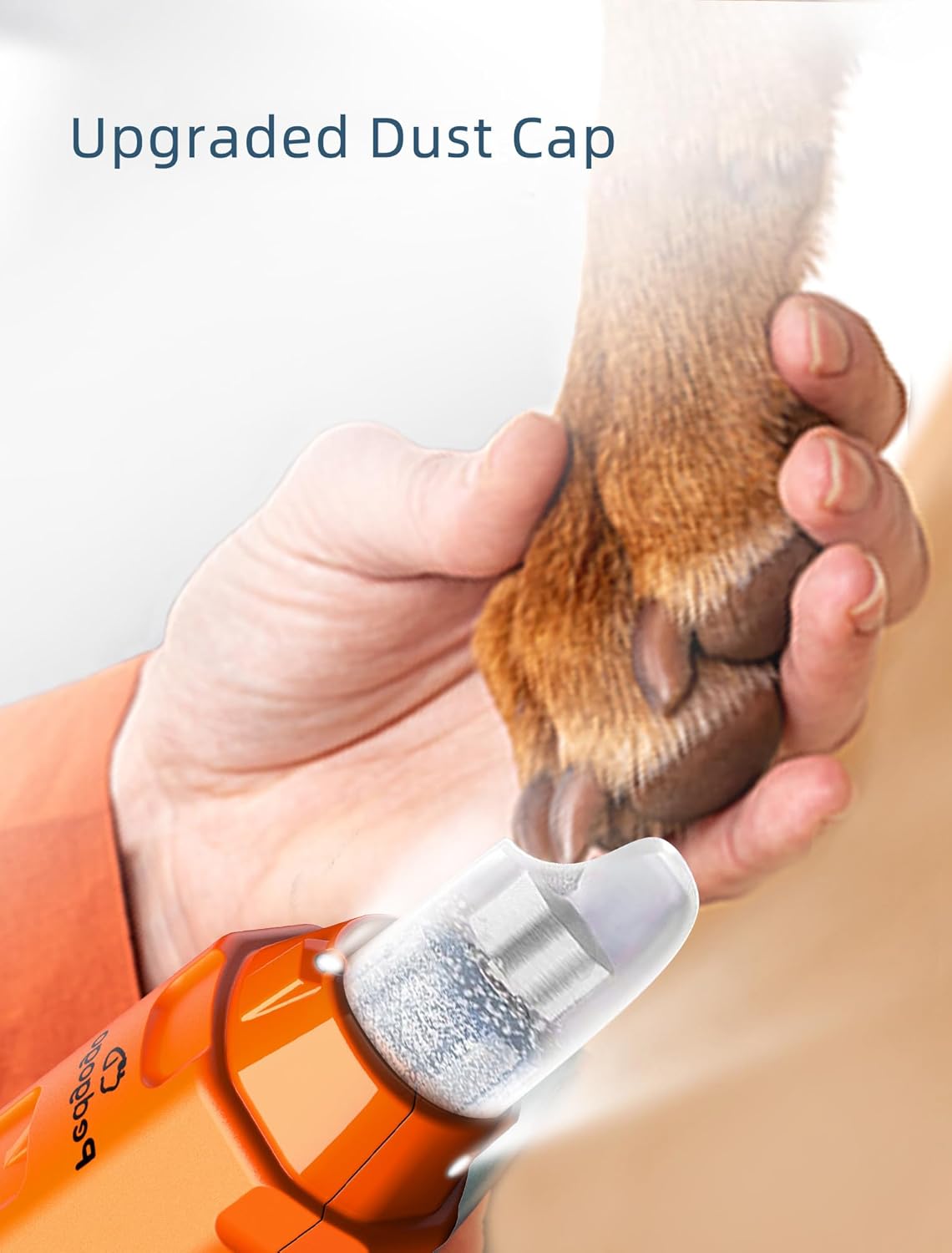 Dog Nail Grinder Super Quiet 45 db 6-Speed Pet Nail Grinder with 2 LED Lights 12000RPM & 3 Grinding Ports Dog Nail Trimmer for Large Medium Small Dogs with Dust Cap & 2 Extra Grinding Head