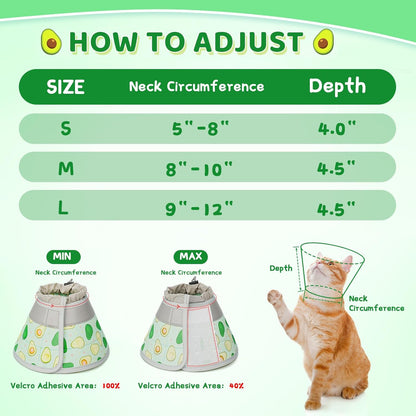 Cat Cone Collar Soft to Stop Licking, Adjustable, Foldable Lightweight Kitten Cones After Surgery Recovery for Cats & Kittens, Cat Cone Alternative (Light Green, S)