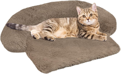 Calming Dog Bed Fluffy Plush Dog Mat for Furniture Protector with Removable Washable Cover for Large Medium Small Dogs and Cats (XS(31“x23.5”x5), Camel)