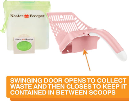 Neater Pet Brands Neater Scooper Standard Cat Litter Scoop, 15 Refill Bags – Mess-Free Cat Litter Scooper with Bag, Spill-Proof Kitty Box Sifter, Bin Doubles as Scoop Holder, For Single-Cat Households