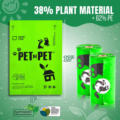 Pet N Pet 540 Counts Green Poop Bags for Dogs, 38% Plant Based & 62% PE Extra Thick Dog Poop Bags Rolls, 9" x 13", Unscented Dog Waste Bag, Pet Supplies for Dogs