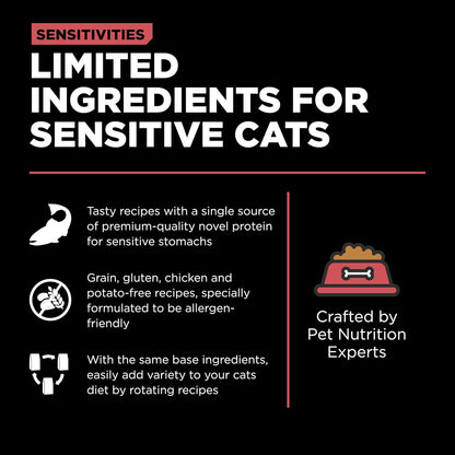 Go! Solutions Sensitivities Limited Ingredient, Grain-Free Dry Cat Food, Salmon Recipe for Sensitive Stomach, 3 lb Bag