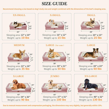 Comfort Expression Small Dog Beds Waterproof Orthopedic Foam Dog Sofa Beds for Small Dogs Comfy Pet Bed with Washable Removable Cover & Non-Slip Bottom(X-Small,Pink)