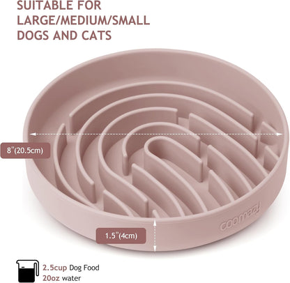 Coomazy Large Silicone Slow Feeder Dog Bowls, Interactive Puzzle Toy for Pets Food Training, Keeps Dogs Busy, Prevents Puppy Overeating (Dusty Pink, Large: 3.2Cup)