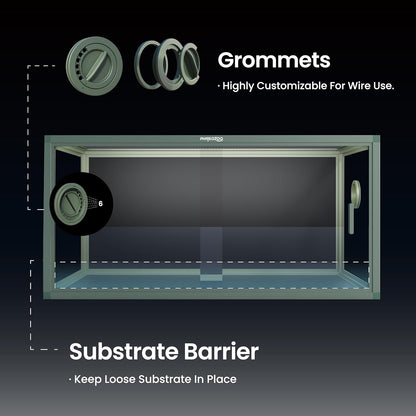 50 Gallon Bearded Dragon Tank, Reptile Enclosure for Easy Maintenance, Front Opening Reptile Tank with Top Screen Ventilation & Glass Sliding Door 36''x18''x18''