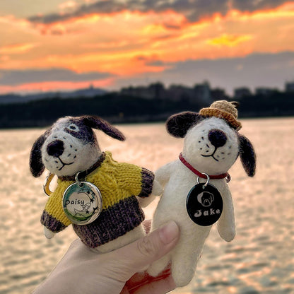 Name Pattern Art Design - Dog Tags Personalized for Pets - Custom Cats Dogs ID Tag - Stainless Steel Deep Engraving (Round)