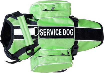 Serijoars Dog Vest Harnesses with Saddlebag Backpack for Camping & Travel - Reflective Hound Hiking Backpack Saddle Bag - Lightweight Vest Harness for Medium & Large Dogs (Green, L)