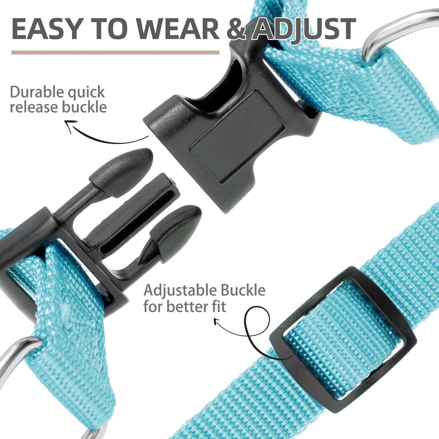 PUPTECK No Pull Dog Harness Soft Adjustable Basic Nylon Step in Puppy Vest Outdoor Walking with ID Tag, SkyBlue, XS