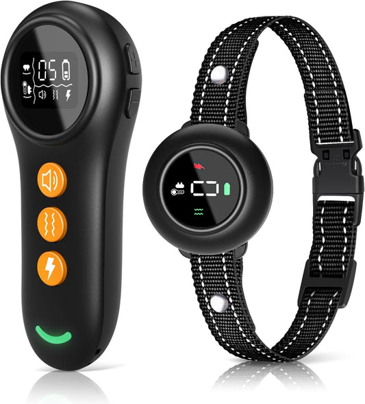 XDX 2-in-1 Dog Shock Collar & Bark Collar – 3300FT Dog Training Collar with Remote, Automatic Anti-Barking, 5 Adjustable Sensitivity Levels, IP67 Waterproof E-Collar for Small Medium Large Dogs