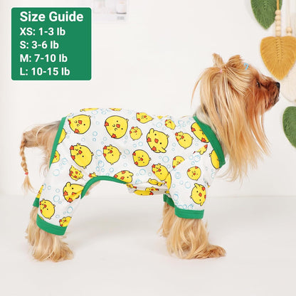 Dog Pajamas Small Sized Dogs Stretchable Summer Dog Clothes Pjs 4 Legs Girl Boy Cute Soft Puppy Outfits Doggie Cat Jammies Jumpsuit Sleeper for Pet, Duckling, XS