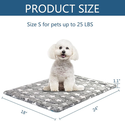 KROSER Fancy Crate Pad Bed Mat Reversible (Cool & Warm), Machine Washable, for Small to XXX-Large Dogs, Grey, Navy, Star Pattern