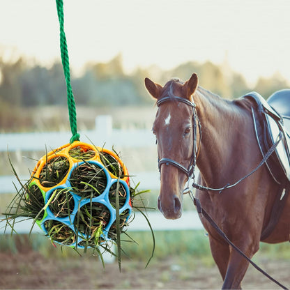 Besimple 2 Pack Horse Treat Ball Hay Feeder Toy, Goat Feeder Ball Hanging Feeding Toy for Horse Goat Sheep Relieve Stress (Colorful)