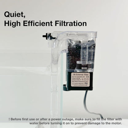 Nano Aquarium Kit,1.5 Gallon Rimless Small Glass Tank with Filter, Aquarium Light, and Aquascaping Decorations, for Home and Office (Black Tank - Rock, Small)