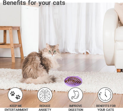 Slow Feeder Cat Bowl, Easy to Clean Silicone Bowl, Ideal for Dry and Wet Food (Purple and Pink)